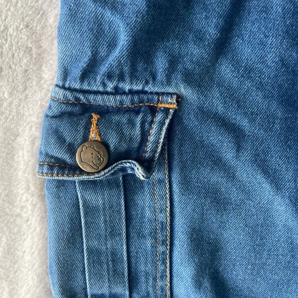 Disney Winnie the Pooh Embroidered Blue Denim Cargo Pants Girls size 7